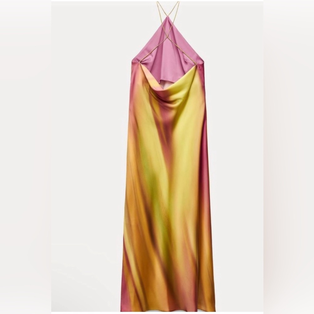 ZARA Tie Dye Backless Midi Dress NWT L - Picture 6 of 16